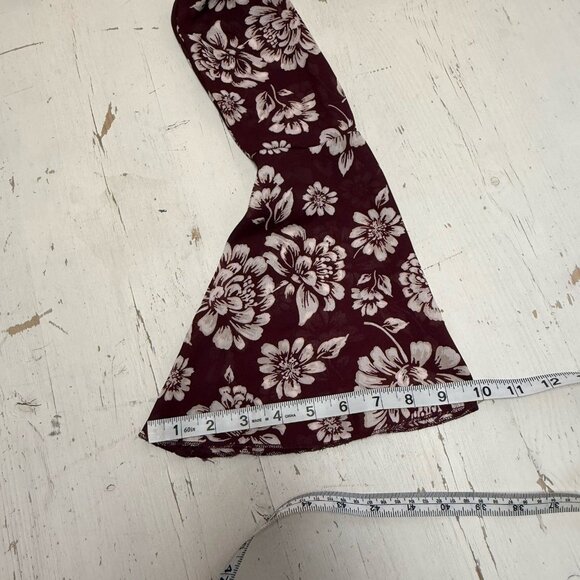 Band Of Gypsies Blouse Top Bodysuit XS Burgundy Vintage Floral Long Bell Sleeve - Picture 13 of 13